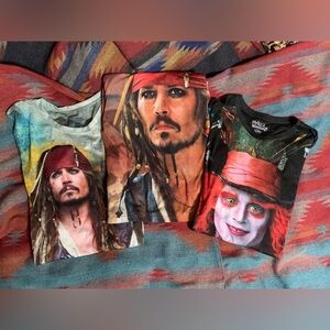 JOHNNY DEPP T-SHIRT BUNDLE / Jack Sparrow / Mad Hatter / Juniors 2X